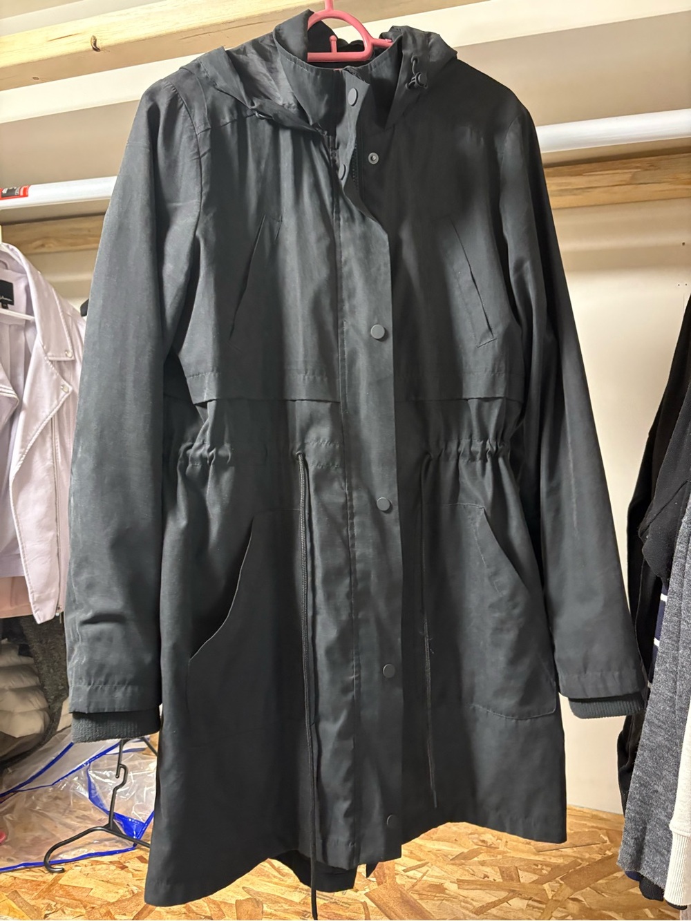 Black Hooded Water Resistant Jacket